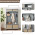 US Entryway Hall Tree With Storage Bench Coat Rack Hooks Shoe Cabinet With Rattan Door Shelves Hallway Furniture Gray