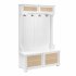 US Entryway Hall Tree With Storage Bench Coat Rack Hooks Shoe Cabinet With Rattan Door Shelves Hallway Furniture Gray