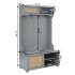 US Entryway Hall Tree With Storage Bench Coat Rack Hooks Shoe Cabinet With Rattan Door Shelves Hallway Furniture Gray
