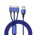US Fast USB Charging Cable Universal 3 in 1 Multi Function Cell Phone Cord Charger  black