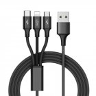 US Fast USB Charging Cable Universal 3 in 1 Multi Function Cell Phone Cord Charger  black