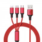 US Fast USB Charging Cable Universal 3 in 1 Multi Function Cell Phone Cord Charger  red