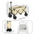 US Folding Cart Large Capacity Adjustable Handle Front Swivel Wheels Outdoor Camping Beach Carts Creamy White