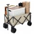US Folding Cart Large Capacity Adjustable Handle Front Swivel Wheels Outdoor Camping Beach Carts Creamy White