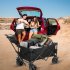 US Folding Cart Large Capacity Adjustable Handle Front Swivel Wheels Outdoor Camping Beach Carts Creamy White