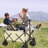 US Folding Cart Large Capacity Adjustable Handle Front Swivel Wheels Outdoor Camping Beach Carts Creamy White