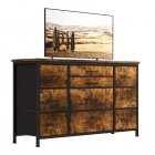 US GARVEE 10 Drawers Dresser TV Stand with Power Outlet for 55'' Long TV Stand, Wide Dresser Console Table for Storage Entertainment Center in Closet, Living Room, Entryway, Wood Top - Rustic Brown