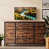US GARVEE 10 Drawers Dresser TV Stand with Power Outlet for 55   Long TV Stand  Wide Dresser Console Table for Storage Entertainment Center in Closet  Living Ro