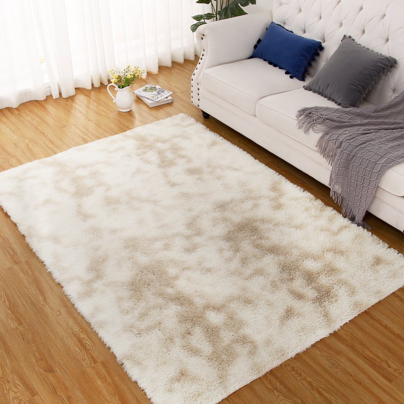 US GARVEE 10x13 Fluffy Area Rugs Extra Large Shaggy Rug for Living Room, Tie-Dyed Fuzzy Shag Fur Rug for Nursery Room Modern Non Shedding Plush Furry Accent Rug for Home Floor Carpet, Beige/Taupe