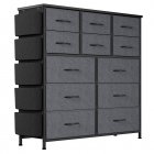 US GARVEE 12 Drawer Dresser for for Bedroom, Fabric Dressers & Chest of Drawers Tall Dressers for Bedroom Closet, Clothes, Wooden Top, Sturdy Metal Frame (Dark Grey)