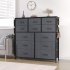 US GARVEE 12 Drawer Dresser for for Bedroom  Fabric Dressers   Chest of Drawers Tall Dressers for Bedroom Closet  Clothes  Wooden Top  Sturdy Metal Frame  Dark 
