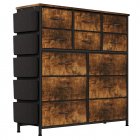 US GARVEE 12-Drawer Fabric Dresser: Multi-Size Drawers, Easy Assembly, Sturdy Steel Frame - Rustic Brown