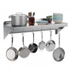 US GARVEE 12x36In Stainless Steel Wall Shelf 200lbs Load Metal Storage Rack with Backplash Hooks