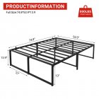 US GARVEE 13.9 Inch Full Size Metal Bed Frame Heavy Duty Metal Platform with Steel Slat Support with Metal King Bed Platform with Wooden Headboard and Footboard Noise Free No Box Spring Needed