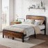 US GARVEE 14 Inch Queen Metal Platform Bed Frame   Wooden Headboard   Footboard   Mattress Foundation   No Box Spring Needed   Large Under Bed Storage   Non Sli