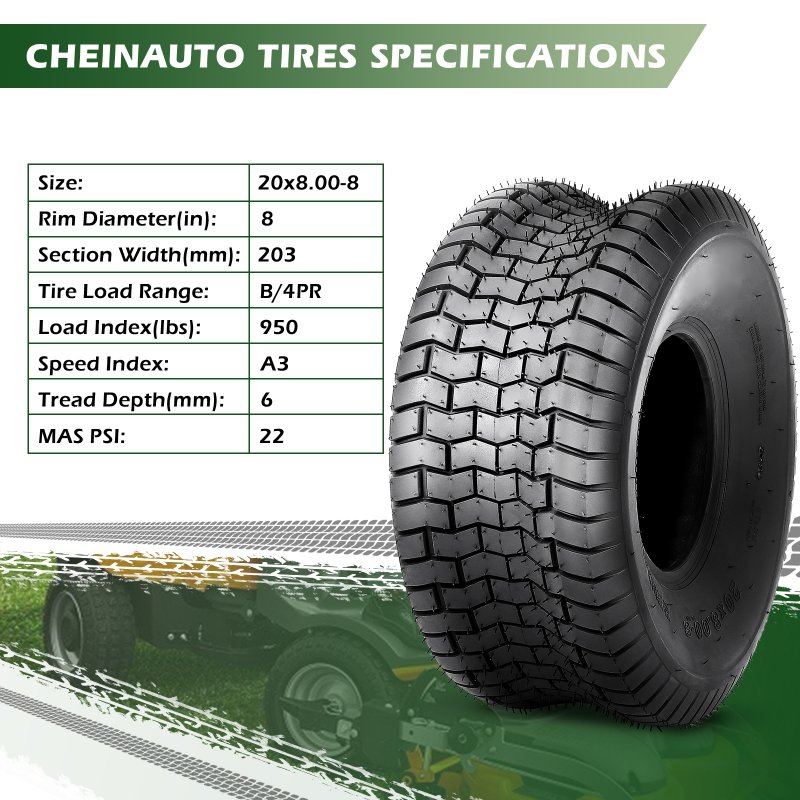 US GARVEE 15x6.00-6 Lawn Mower Tire, 15x6x6 Tractor Turf Tire, 4 ply Tubeless, 565lbs Capacity, Set of 2 - 16x6.50-8