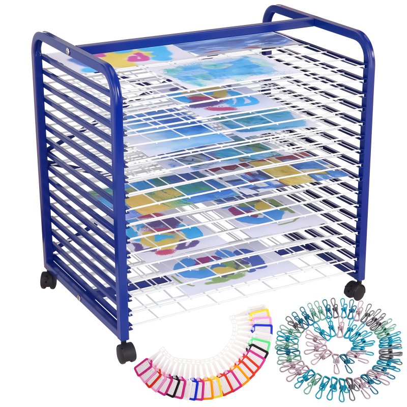US GARVEE 16-Shelf Art Drying Rack, 26 Inch High, Lock Wheels for Studios