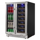 US GARVEE 24 Inch Dual Zone Wine and Beverage Refrigerator Wine Cooler with 40 Bottles Wine Capacity