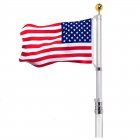 US GARVEE 25Ft Telescoping Flag Pole Kit Aluminum Flag Poles with 3x5 USA Flag for Outside Silver