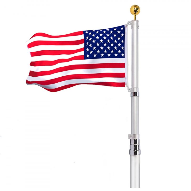 US GARVEE 25Ft Telescoping Flag Pole Kit Aluminum Flag Poles with 3x5 USA Flag for Outside Silver