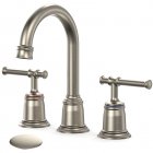 US GARVEE 2Pcs Brushed Classical Bathroom Faucets for Sink 3 Holes 8 Inch
