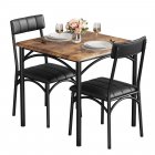 US GARVEE 3 Piece Dining Table Set for 2, Kitchen Table and Chairs Rectangular, Metal and Wood Dinning Room Table Furniture Set for Kitchen, Apartment, Rustic Brown