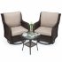 US GARVEE 3 Pieces Rattan Swivel Rocking Chair Outdoor  Patio Bistro Conversation Furniture Set  Wicker Chair with Cushions and Table   Beige Encrypted Rattan
