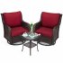 US GARVEE 3 Pieces Rattan Swivel Rocking Chair Outdoor  Patio Bistro Conversation Furniture Set  Wicker Chair with Cushions and Table   Red Encrypted Rattan