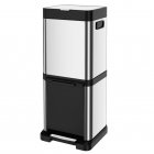 US GARVEE 34L Kitchen Trash Can Lid Fingerprint-Proof Stainless Steel Classified Recycle Rubbish Bin