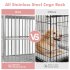 US GARVEE 38 Inch Heavy Duty Dog Crate with Wheels Full Stainless Steel Double Door Removable Tray