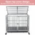 US GARVEE 38 Inch Heavy Duty Dog Crate with Wheels Full Stainless Steel Double Door Removable Tray