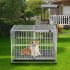 US GARVEE 38 Inch Heavy Duty Dog Crate with Wheels Full Stainless Steel Double Door Removable Tray