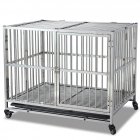 US GARVEE 38 Inch Heavy Duty Dog Crate with Wheels Full Stainless Steel Double Door Removable Tray
