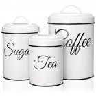 US GARVEE 3pcs Canister Set for Kitchen Counter Airtight White Vintage Canisters Sets