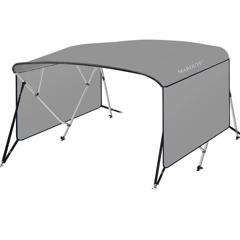 US GARVEE 4 Bow Bimini Top Boat Cover with 1” Aluminum Alloy Frame, Include 2 Straps, 2 Adjustable Rear Support Pole, Zippered Storage Boot, PU Coating Canvas (4 Bow 8'L x 54