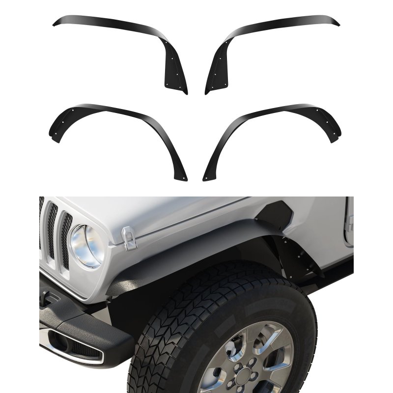 US GARVEE 4 PCS Flat Front & Rear Fender Flares Fits for 2018-2024 Jeep Wrangler JL & JLU Unlimited