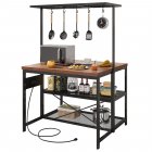 US GARVEE 47 inch Kitchen Island with Storage & Power Outlet 3-Tier Microwave Stand, Coffee Bar Table, and Bakers Rack with 5 Hooks for Kitchen, Dining and Living Rooms
