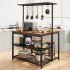 US GARVEE 47 inch Kitchen Island with Storage   Power Outlet 3 Tier Microwave Stand  Coffee Bar Table  and Bakers Rack with 5 Hooks for Kitchen  Dining and Livi