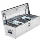 US GARVEE 48 Inch Truck Bed Tool Box Heavy Duty with Sliding Shelf Diamond Plate ToolBox Silver