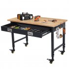 US GARVEE 48 x 24  Workbench for Garage  Heavy Duty Workstation with Drawer Storage  Backplate  2000LB Load Capacity  Multipurpose Rubber Wood Shop Table with P