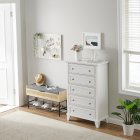 US GARVEE 5 Drawer Dresser for Bedroom, Vintage Dresser Tall 5 Chest of Drawers, Wood Storage Cabinet Organizer with Metal Handles, Nursery Dresser for Bedroom, Living Room, Hallway, Kids Bedroom - Oak White