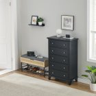 US GARVEE 5 Drawer Vintage Dresser, Tall Chest with Metal Handles, Wood Storage Cabinet, Bedroom, Living Room, Hallway