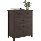 US GARVEE 5 Drawer Wood Dresser Organizer + Sleek Brown Finish + Deep Space Storage + Solid Wood Legs + Versatile Use + Bedroom, Living Room, Entryway