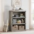 US GARVEE 5 Tier Bookcase  Farmhouse Style  71  Tall  Wooden MDF  Stable Design  Grey  Ideal for Living Room  Bedroom  Office