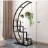 US GARVEE 5 Tier Tall Plant Stand Curved Metal Plant Stand with 6 Hooks for Room Patio Balcony Black