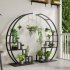 US GARVEE 5 Tier Tall Plant Stand Curved Metal Plant Stand with 6 Hooks for Room Patio Balcony Black