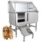 US GARVEE 50 Inch Pets Dog Grooming Tub Stainless Steel Pet Dog Bath Tub Professional Home Large Dog Wash Station