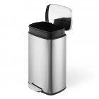 US GARVEE 50L Kitchen Trash Can Smudge Resistant Rectangular Garbage Can with Soft-Close Foot Pedal