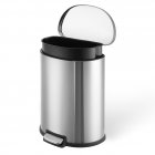 US GARVEE 50L Trash Can Semi-Circular Steel Pedal Recycle Bin with Lid and Inner Buckets Hands-Free