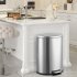 US GARVEE 50L Trash Can Semi Circular Steel Pedal Recycle Bin with Lid and Inner Buckets Hands Free